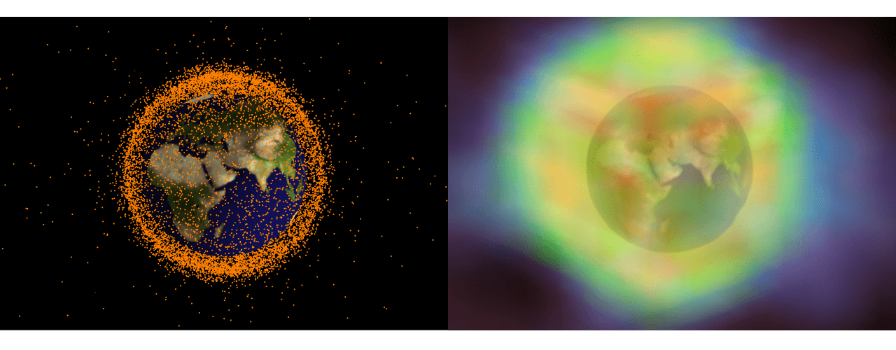 Image of Earth and satellites